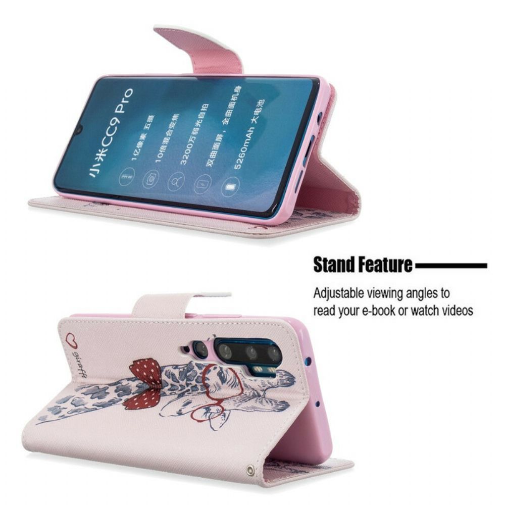Flip Case Für Xiaomi Mi Note 10 / 10 Pro Nerdige Giraffe