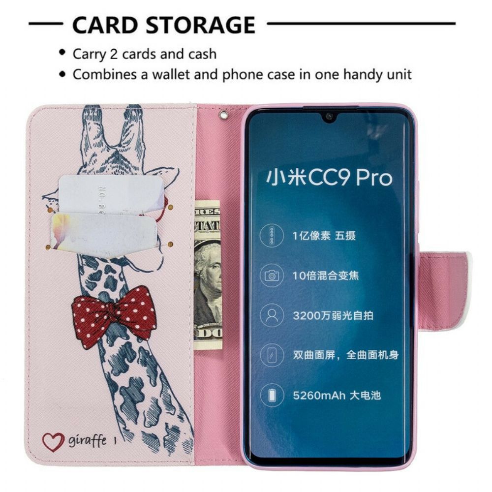 Flip Case Für Xiaomi Mi Note 10 / 10 Pro Nerdige Giraffe