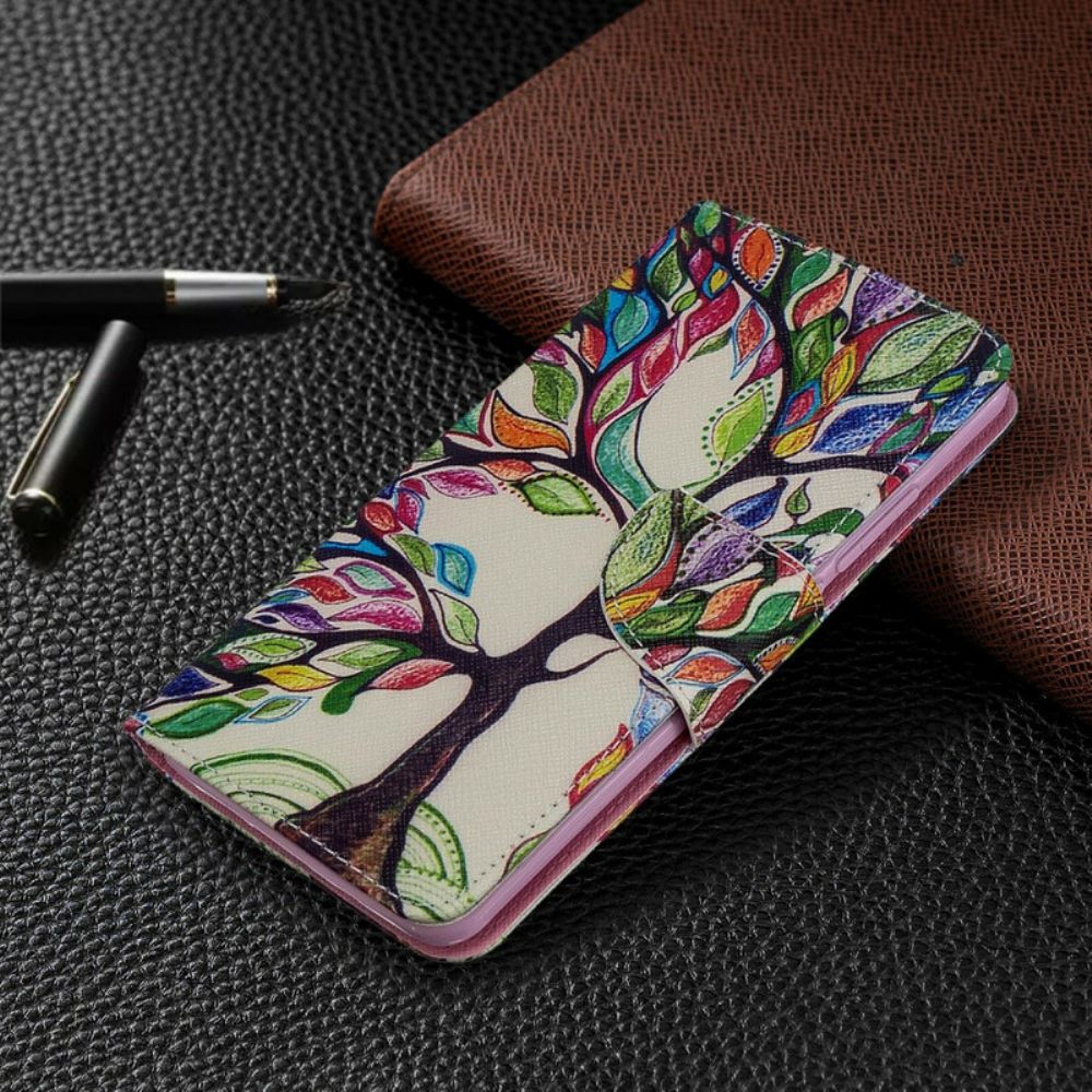 Lederhüllen Für Xiaomi Mi Note 10 / 10 Pro Farbiger Baum