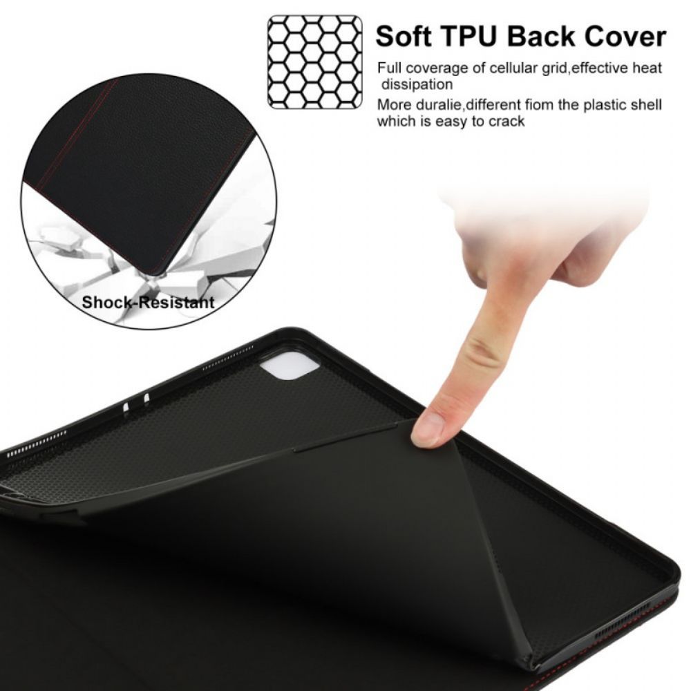 Case Für iPad Pro 12.9" (2024) (2024) (2018) Echtes Litschi-leder