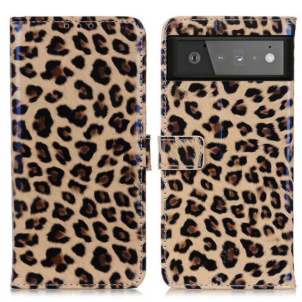 Flip Case Für Google Pixel 6 Einzelner Leopard