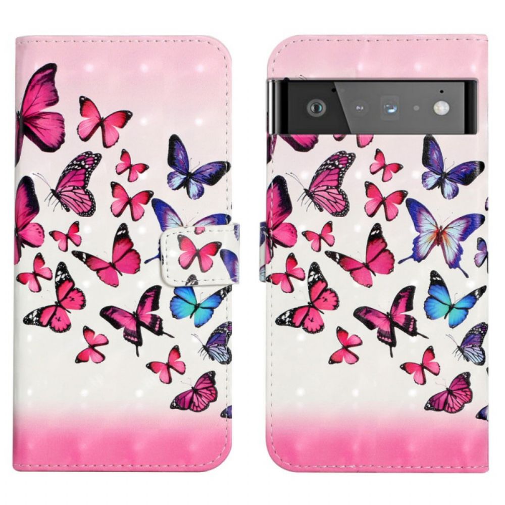 Flip Case Für Google Pixel 6 Fliegende Schmetterlinge