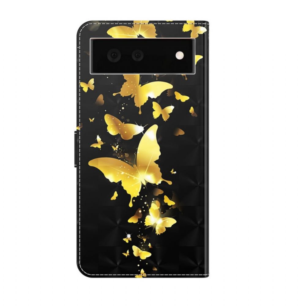 Flip Case Für Google Pixel 6 Gelbe Schmetterlinge