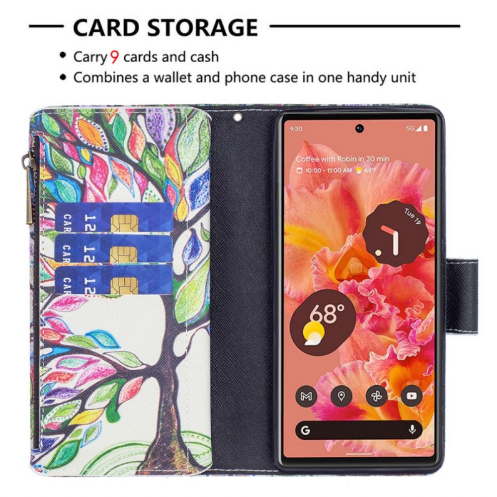 Flip Case Für Google Pixel 6 Reißverschlusstasche Mit Baum