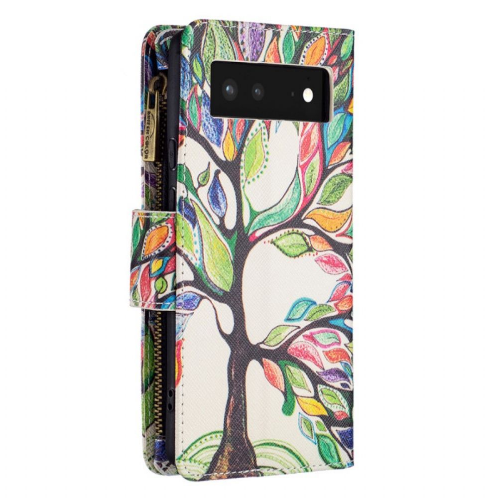 Flip Case Für Google Pixel 6 Reißverschlusstasche Mit Baum