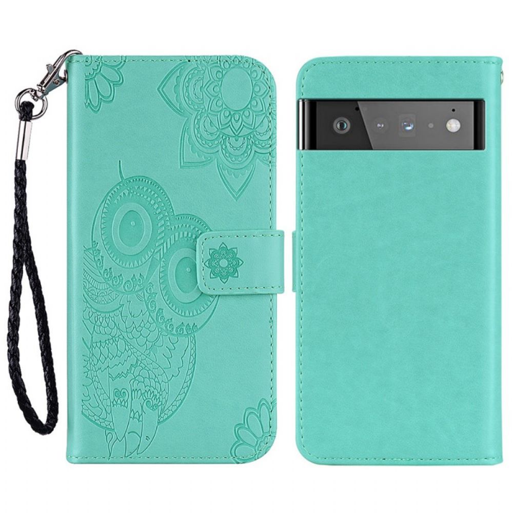Lederhüllen Für Google Pixel 6 Eulen-mandala Und Lanyard