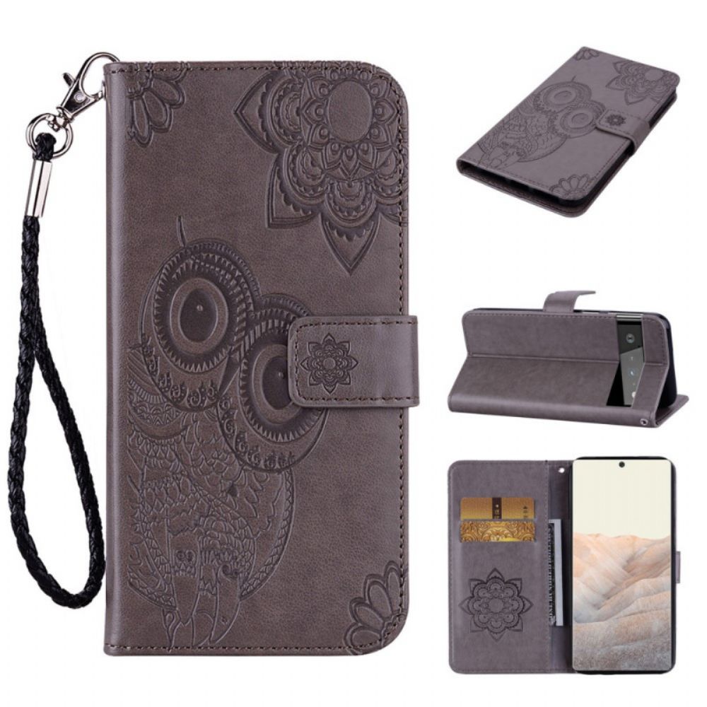 Lederhüllen Für Google Pixel 6 Eulen-mandala Und Lanyard