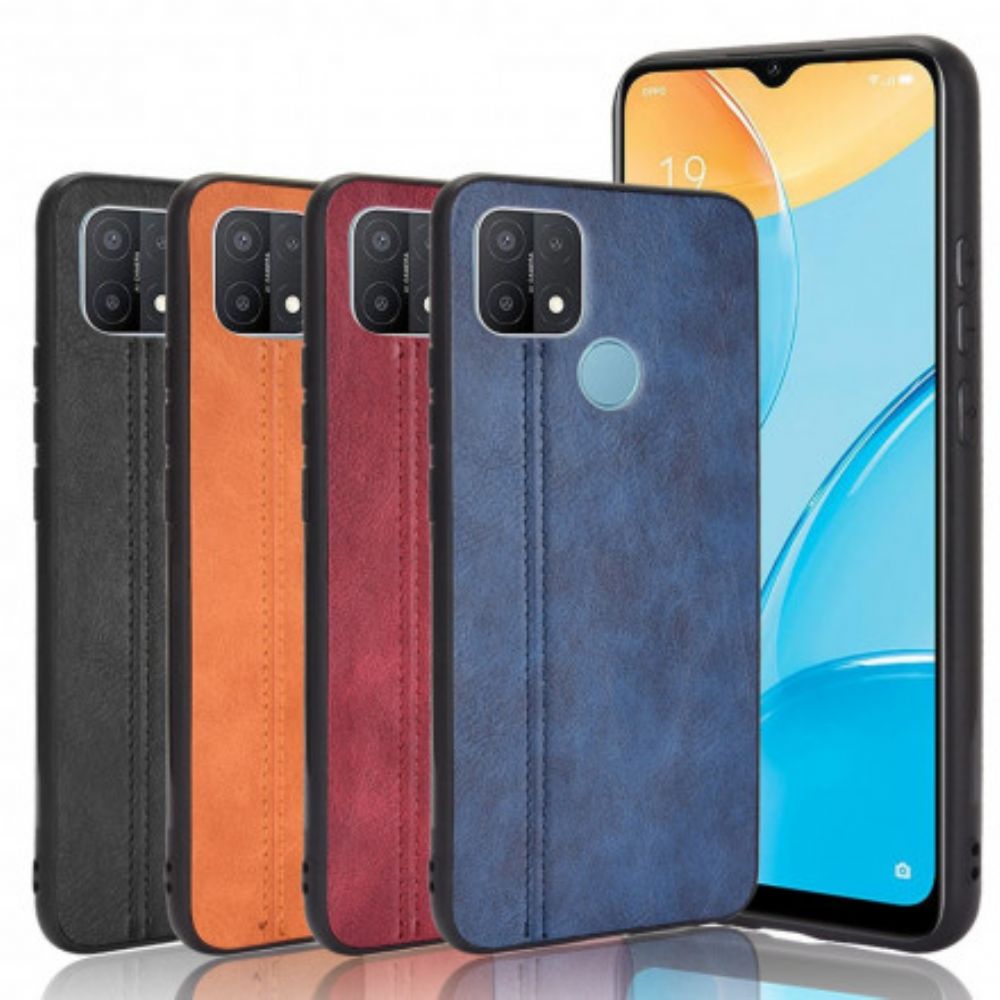 Hülle Für Oppo A15 Nähte Lederoptik