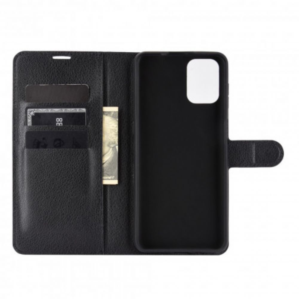 Flip Case Für Moto G9 Plus Klassischer Litschi-effekt