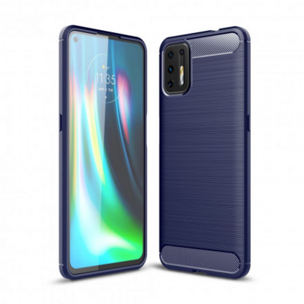 Handyhülle Für Moto G9 Plus Gebürstete Kohlefaser