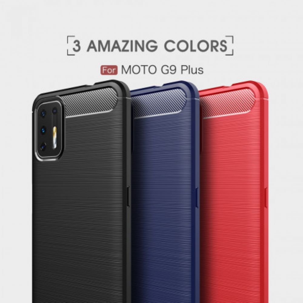 Handyhülle Für Moto G9 Plus Gebürstete Kohlefaser
