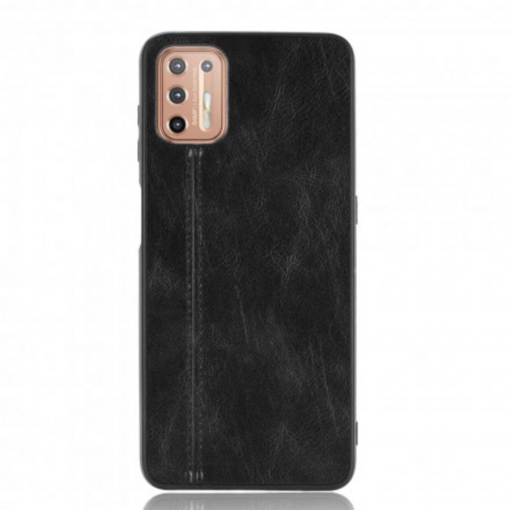 Hülle Für Moto G9 Plus Nähte Lederoptik
