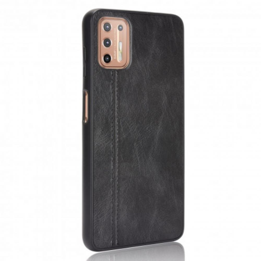 Hülle Für Moto G9 Plus Nähte Lederoptik