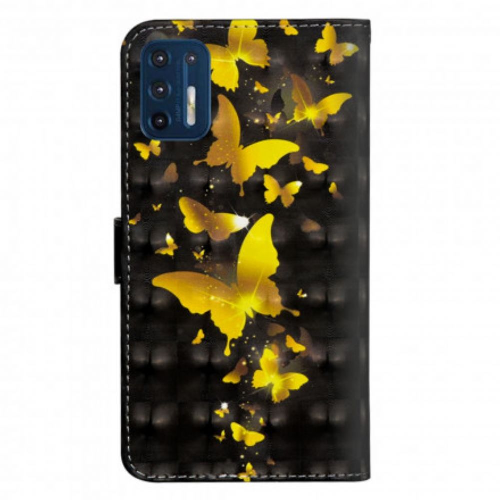 Lederhüllen Für Moto G9 Plus Gelbe Schmetterlinge