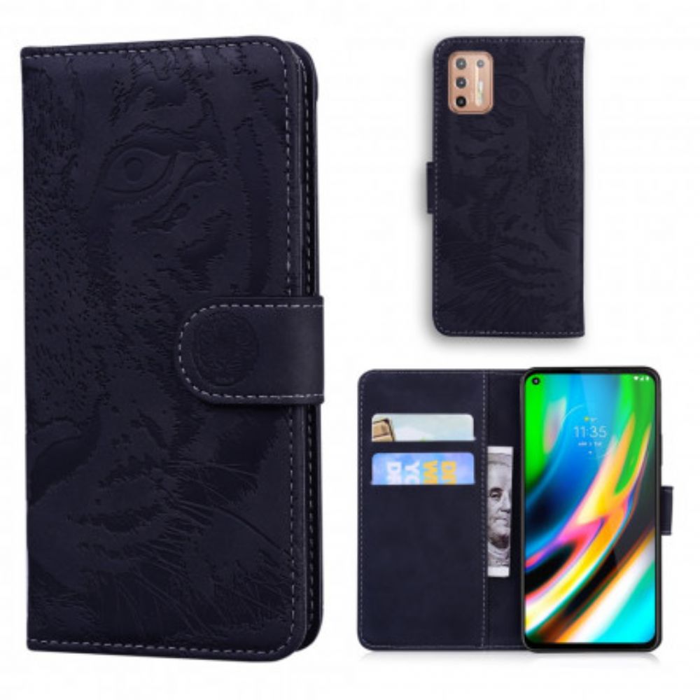Lederhüllen Für Moto G9 Plus Tigergesichtsdruck