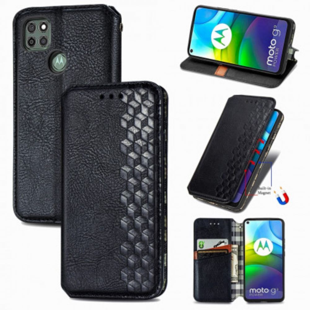 Schutzhülle Für Moto G9 Plus Flip Case Ledereffekt Mit Rautenstruktur