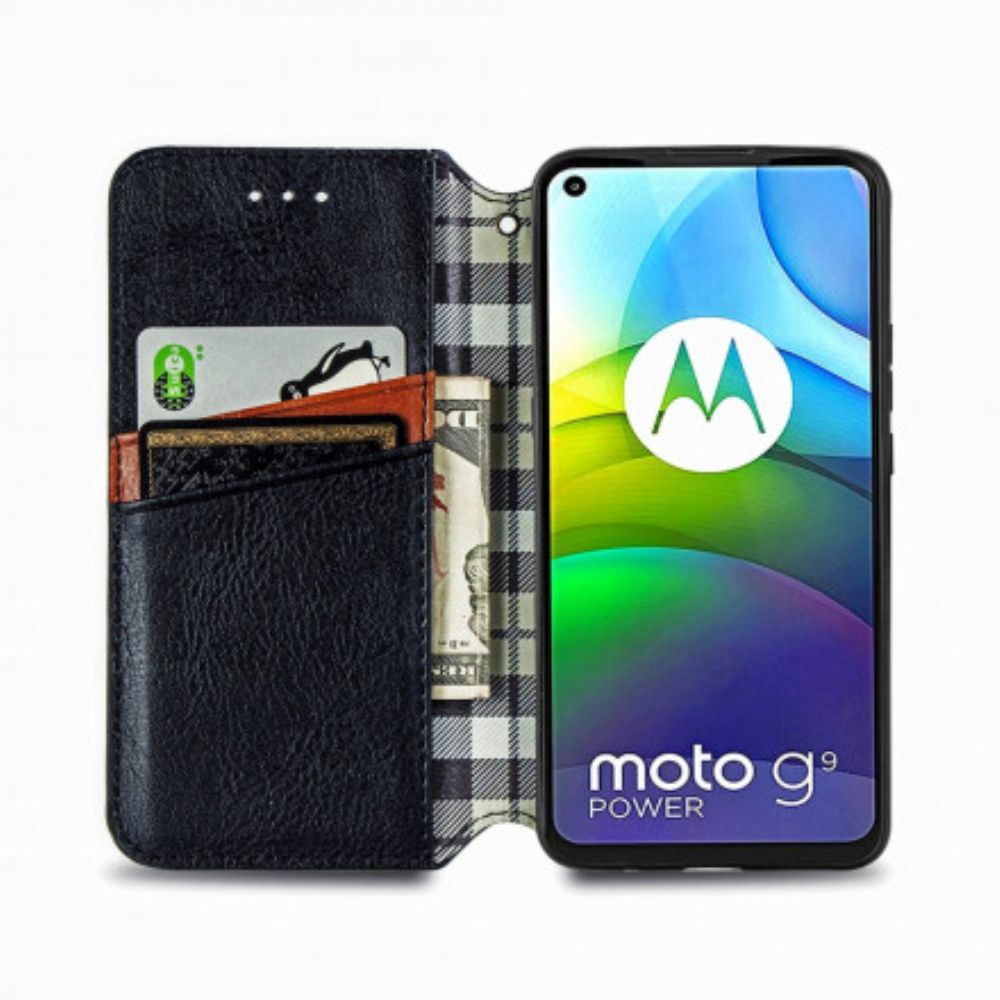 Schutzhülle Für Moto G9 Plus Flip Case Ledereffekt Mit Rautenstruktur