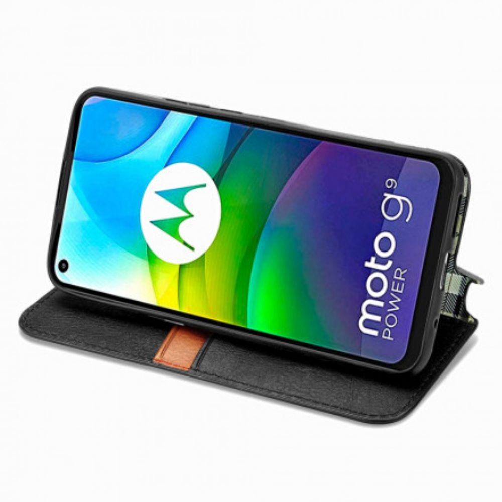 Schutzhülle Für Moto G9 Plus Flip Case Ledereffekt Mit Rautenstruktur