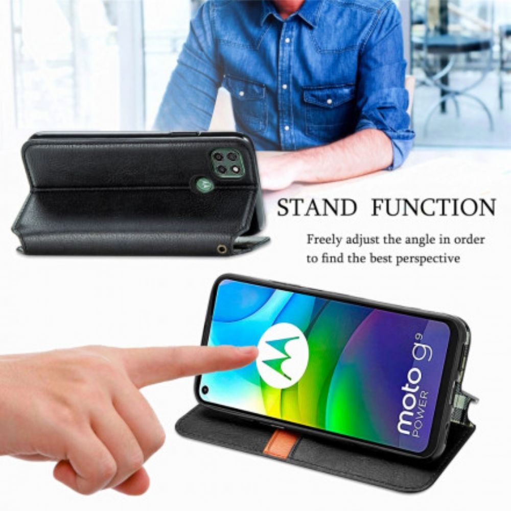 Schutzhülle Für Moto G9 Plus Flip Case Ledereffekt Mit Rautenstruktur