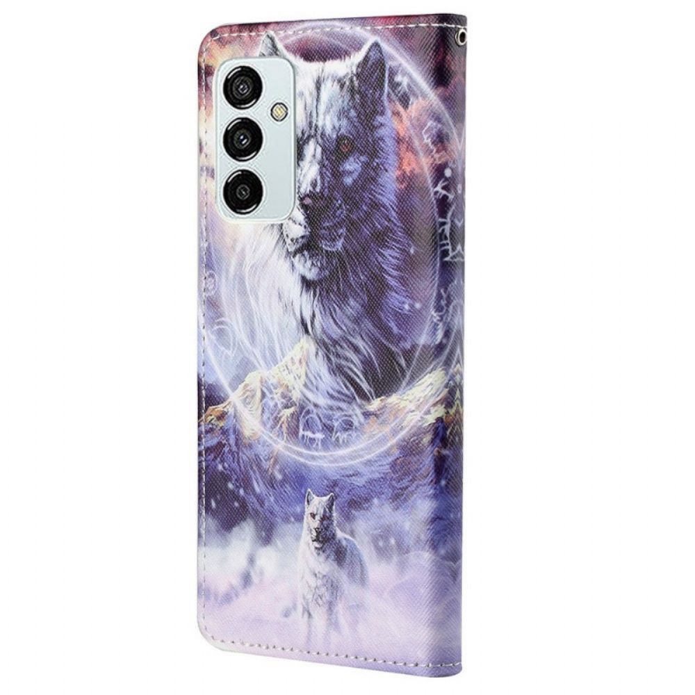 Flip Case Für Samsung Galaxy M23 5G Mit Kordel Gefesselter Wolf