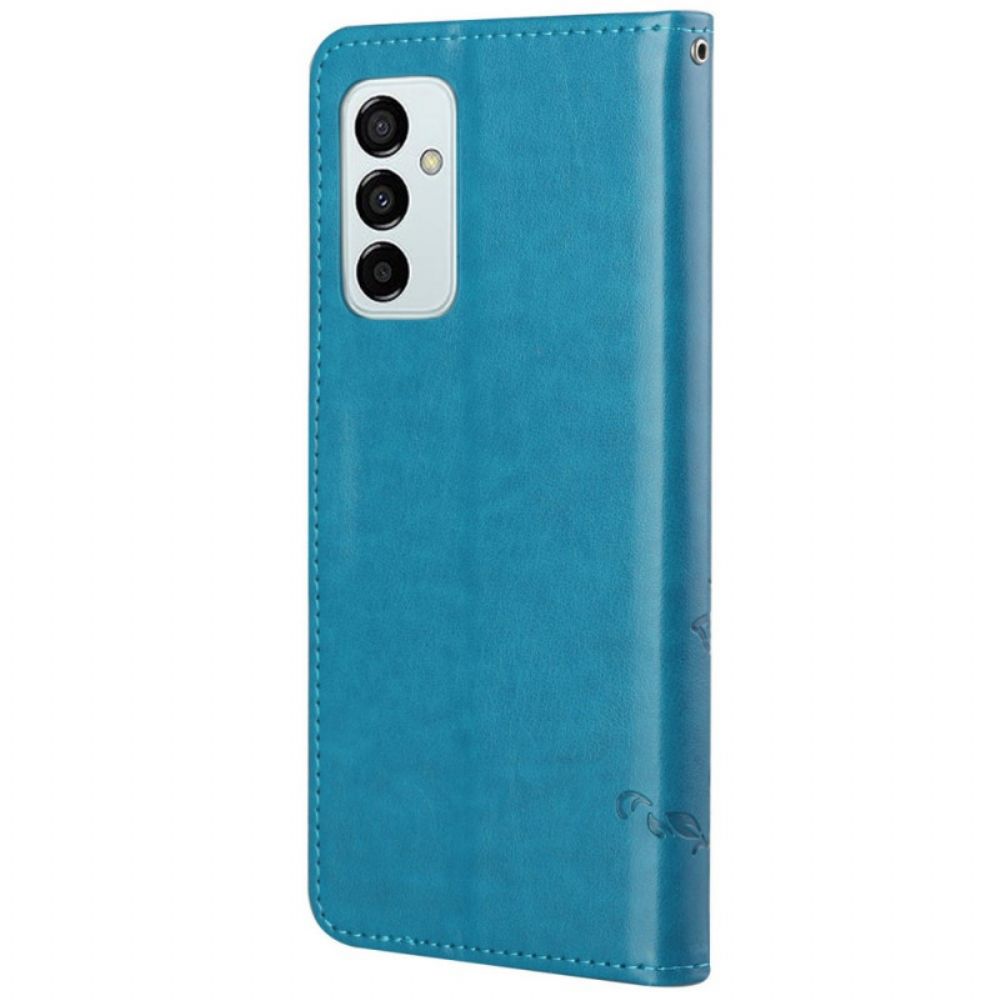 Flip Case Für Samsung Galaxy M23 5G Mit Kordel Stringblumen