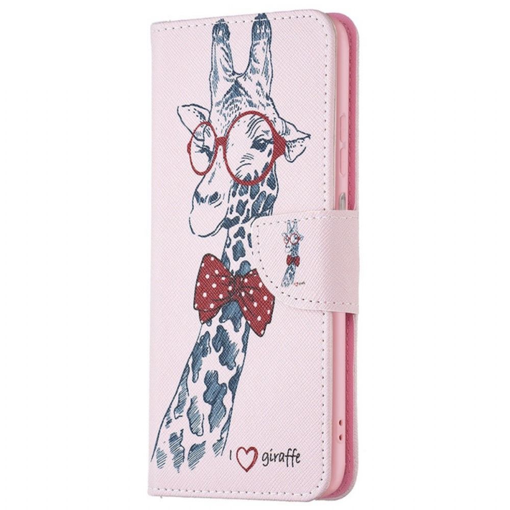 Flip Case Für Samsung Galaxy M23 5G Nerdige Giraffe