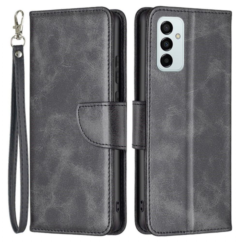 Flip Case Für Samsung Galaxy M23 5G Schräge Schließe Mit Riemen
