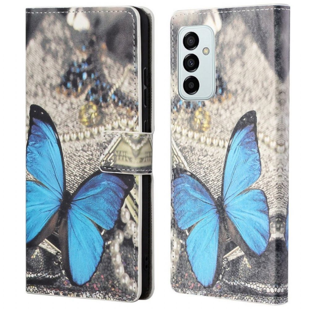 Lederhüllen Für Samsung Galaxy M23 5G Blauer Schmetterling
