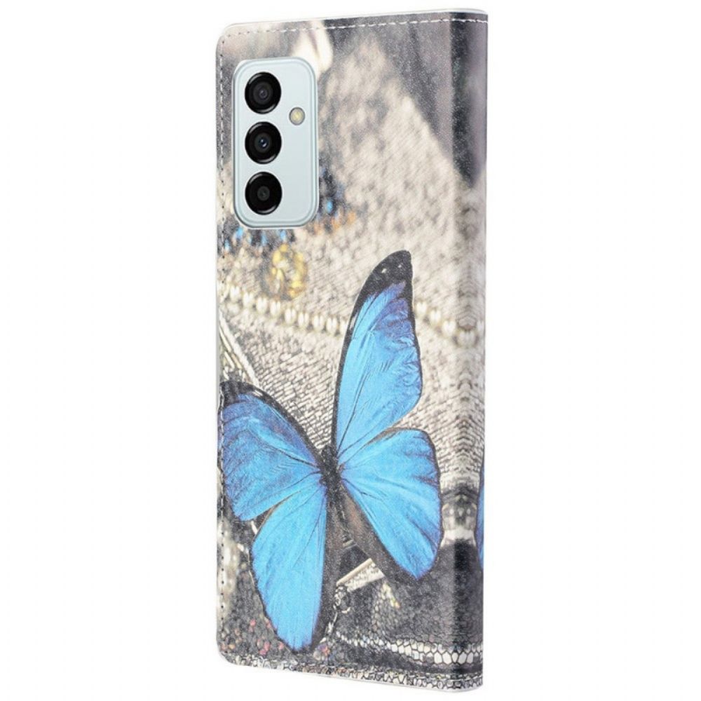 Lederhüllen Für Samsung Galaxy M23 5G Blauer Schmetterling