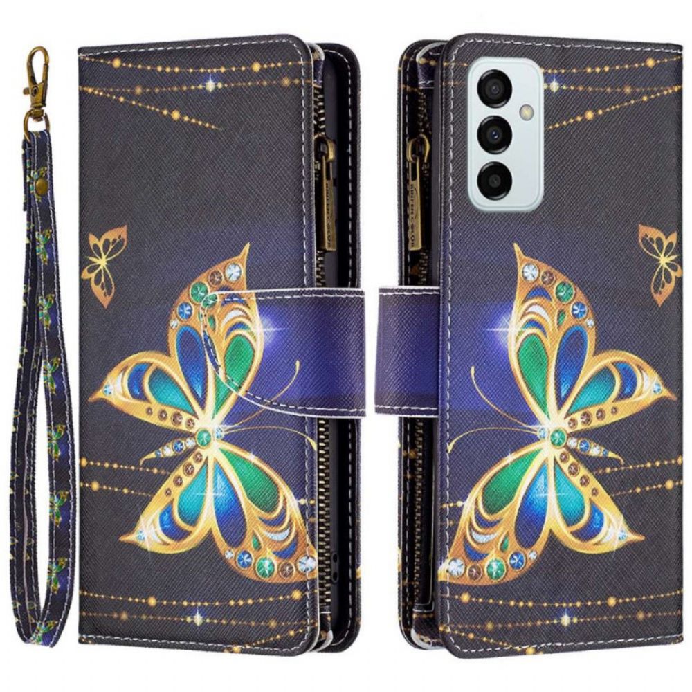 Lederhüllen Für Samsung Galaxy M23 5G Butterflies Geldbörse Und Umhängeband