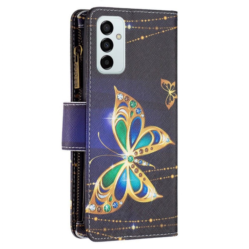 Lederhüllen Für Samsung Galaxy M23 5G Butterflies Geldbörse Und Umhängeband