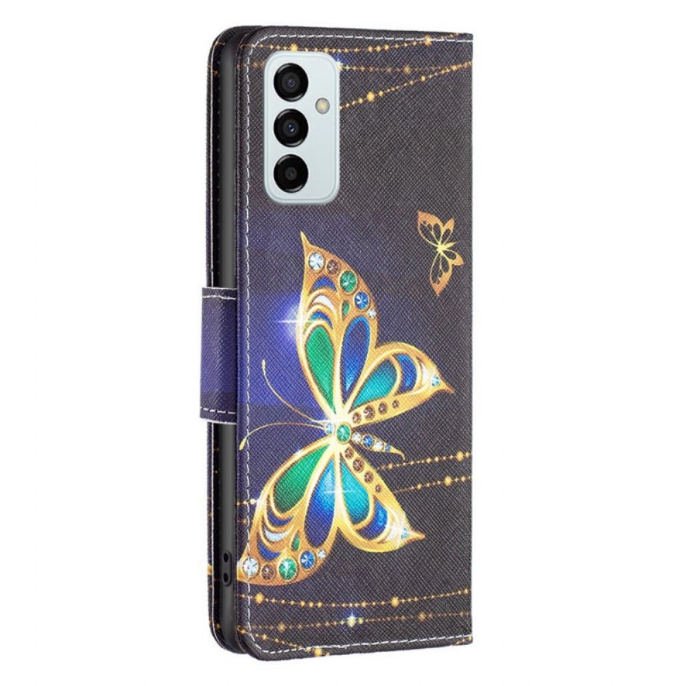 Lederhüllen Für Samsung Galaxy M23 5G Goldener Schmetterling