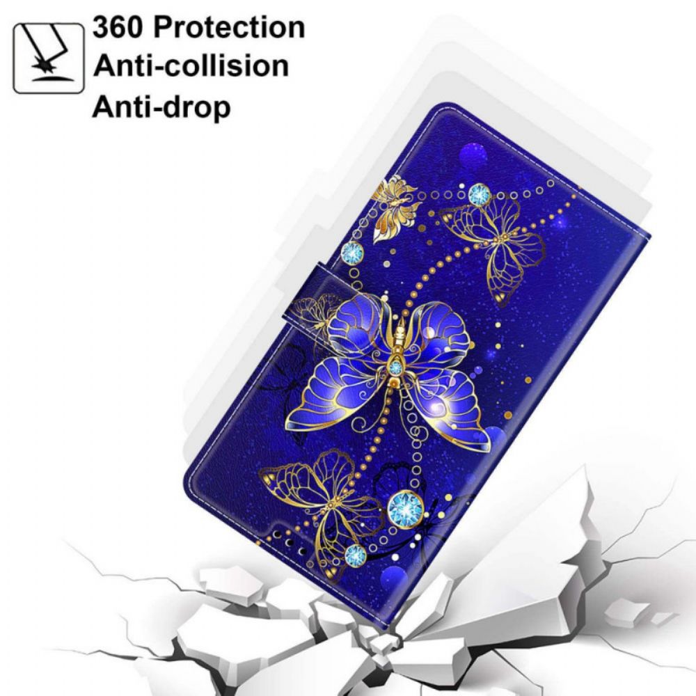 Lederhüllen Für Samsung Galaxy M23 5G Mit Kordel Tanga Schmetterlingsfächer