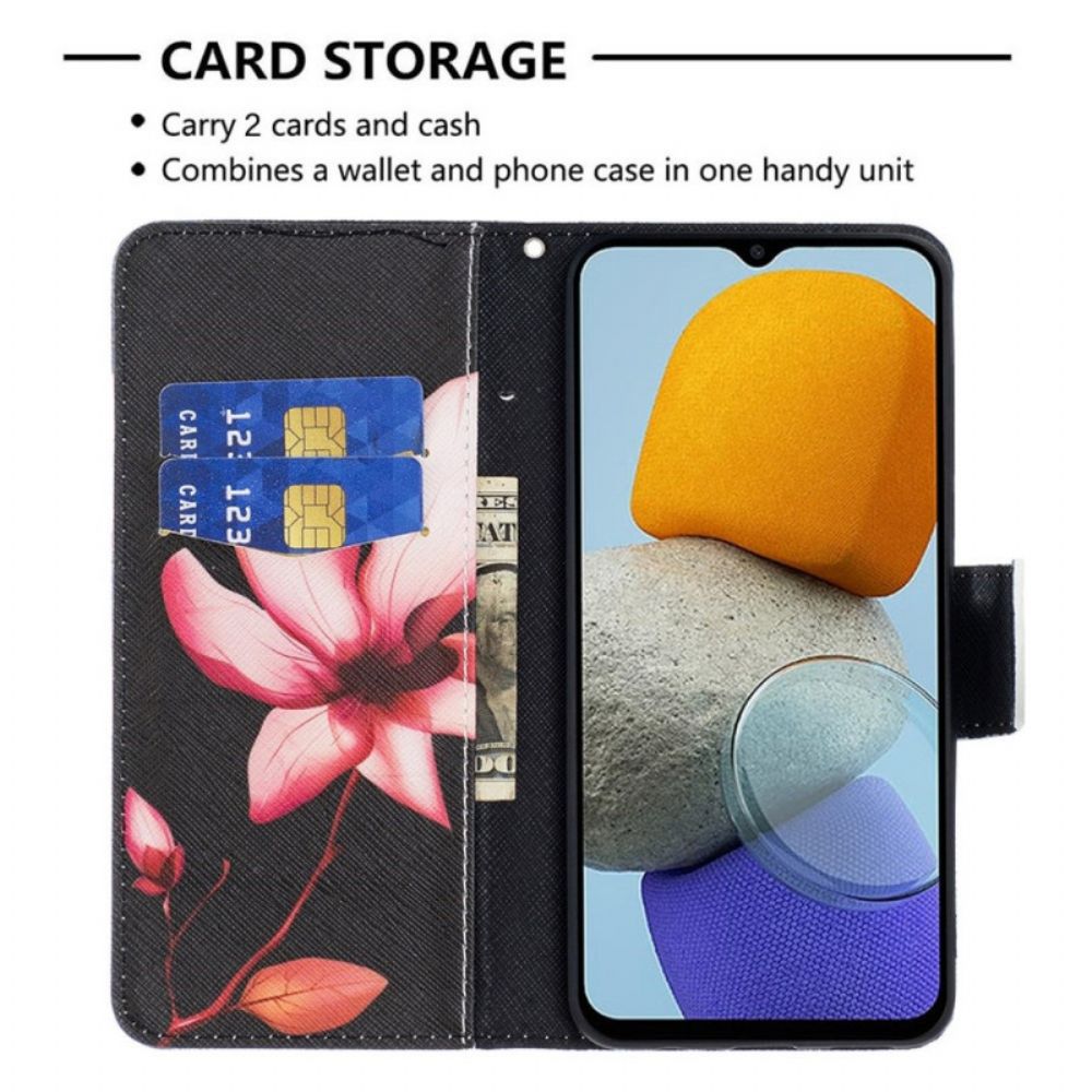 Lederhüllen Für Samsung Galaxy M23 5G Rosa Blume