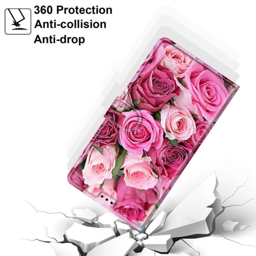 Lederhüllen Für Samsung Galaxy M23 5G Rosen Mit Riemen