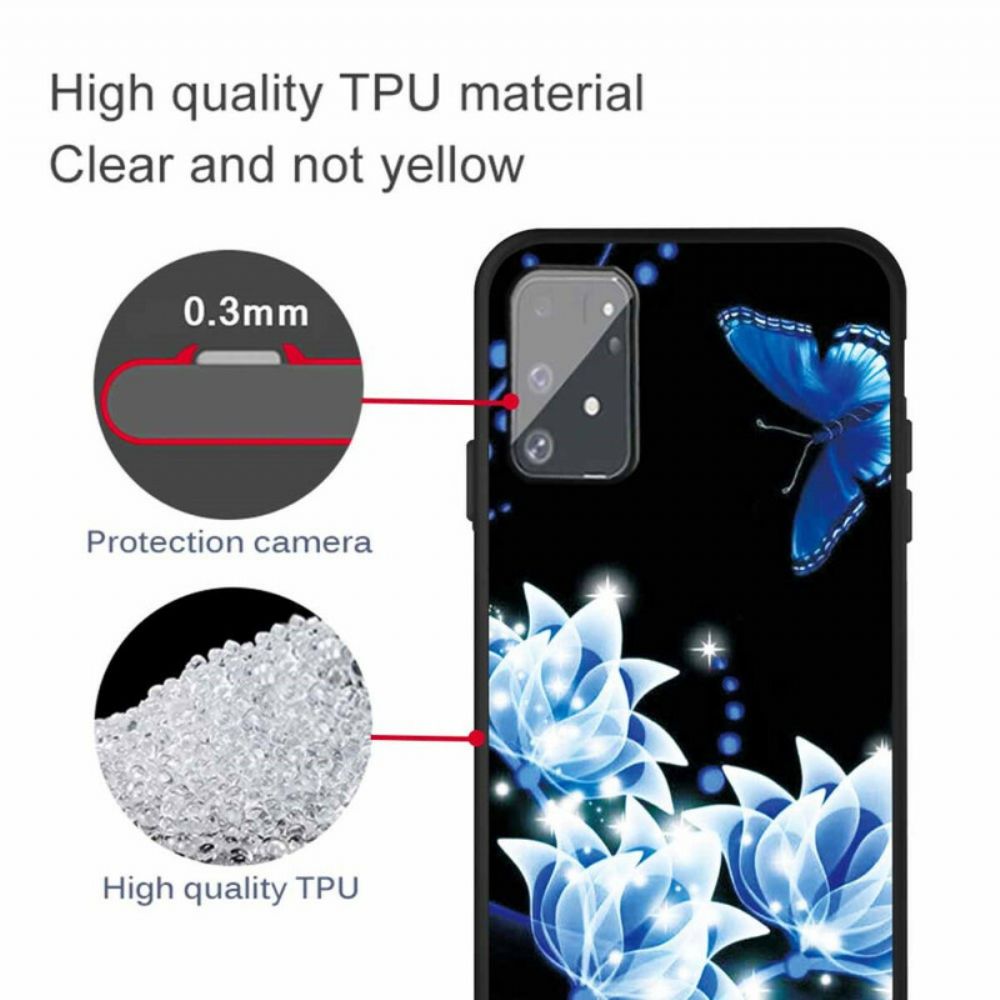 Handyhülle Für Samsung Galaxy S10 Lite Schmetterling Und Blaue Blumen