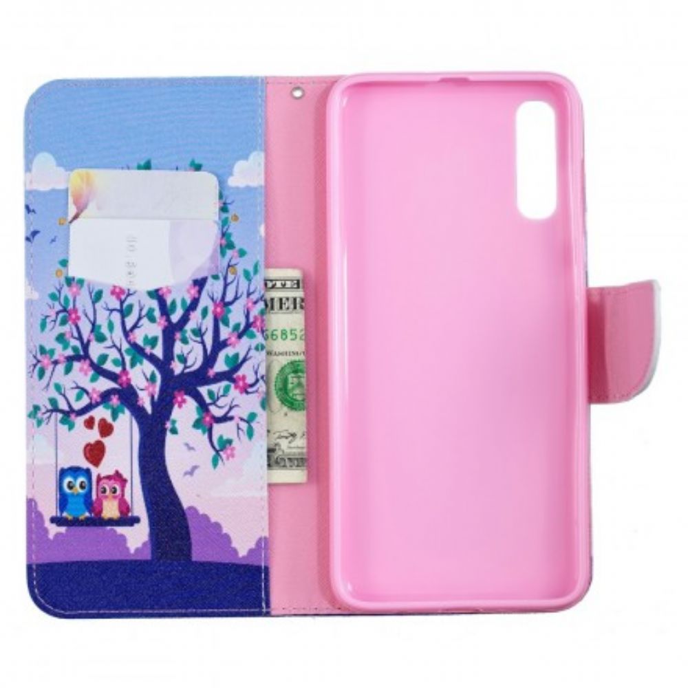 Flip Case Für Samsung Galaxy A70 Eulen Auf Der Schaukel