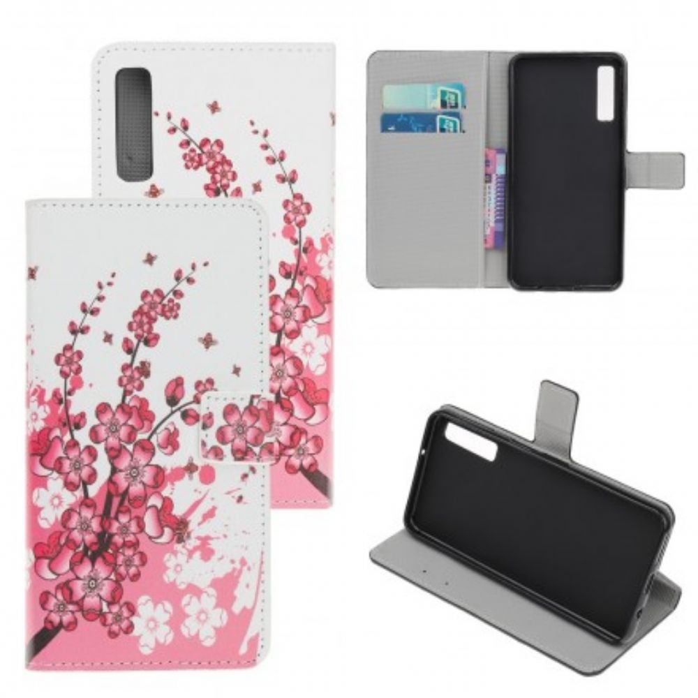 Flip Case Für Samsung Galaxy A70 Tropische Blumen