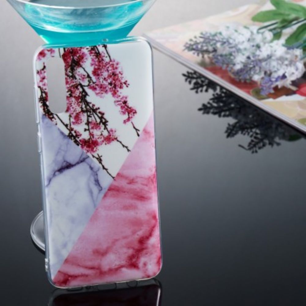 Hülle Für Samsung Galaxy A70 Marmor Pflaumenblüte