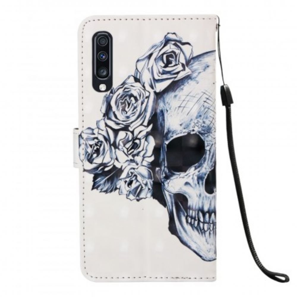 Lederhüllen Für Samsung Galaxy A70 Blumenschädel