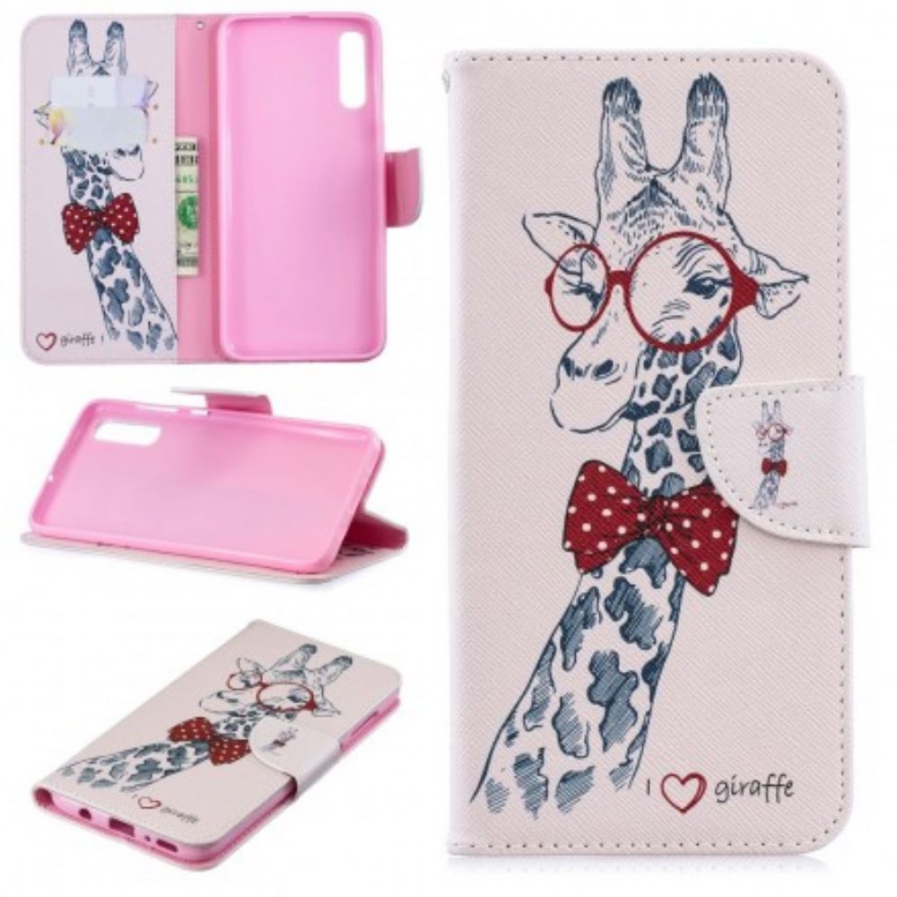 Lederhüllen Für Samsung Galaxy A70 Nerdige Giraffe