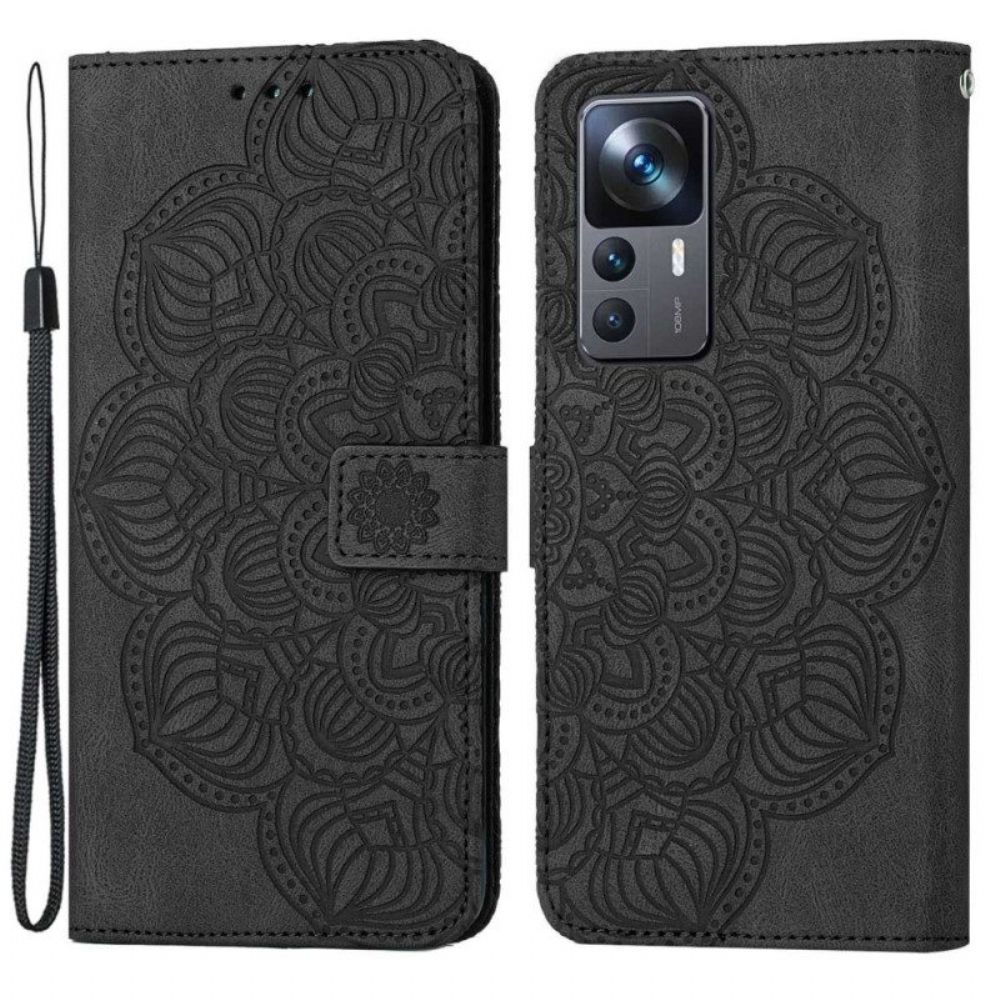 Lederhüllen Für Xiaomi 12T / 12T Pro Mit Kordel Riemchen-barock-mandala