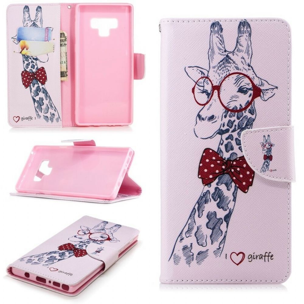 Flip Case Für Samsung Galaxy Note 9 Nerdige Giraffe