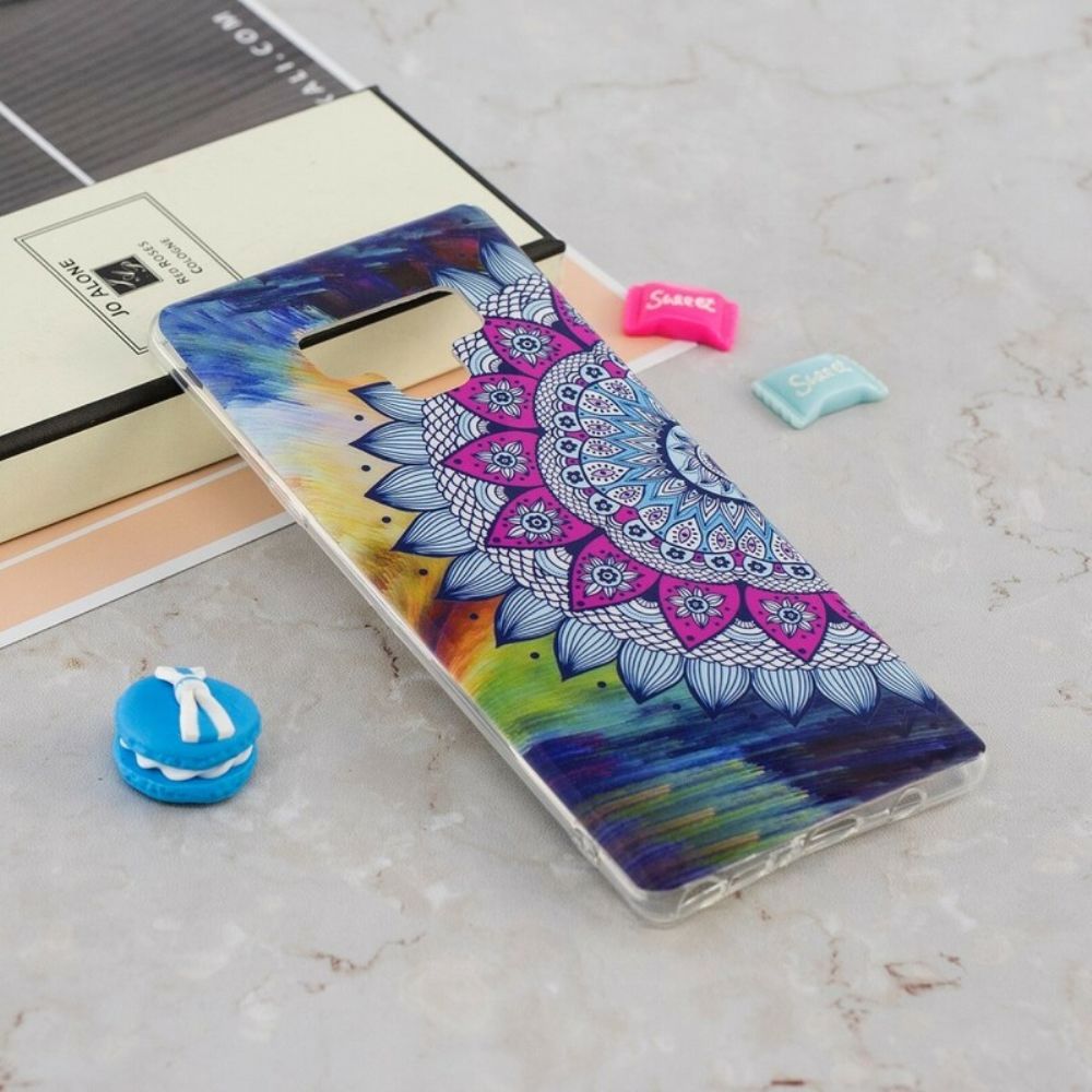 Hülle Für Samsung Galaxy Note 9 Fluoreszierende Mandala-eule