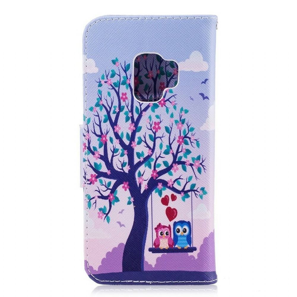 Flip Case Für Samsung Galaxy S9 Eulen Auf Der Schaukel