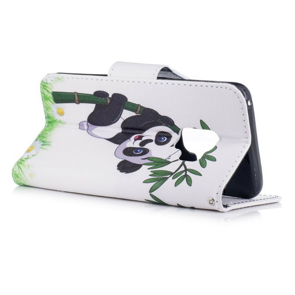 Flip Case Für Samsung Galaxy S9 Panda Auf Bambus