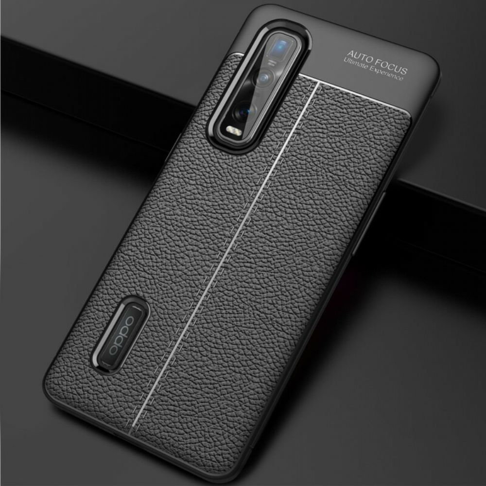 Handyhülle Für Oppo Find X2 Pro Doppellinie Litschi-leder-effekt