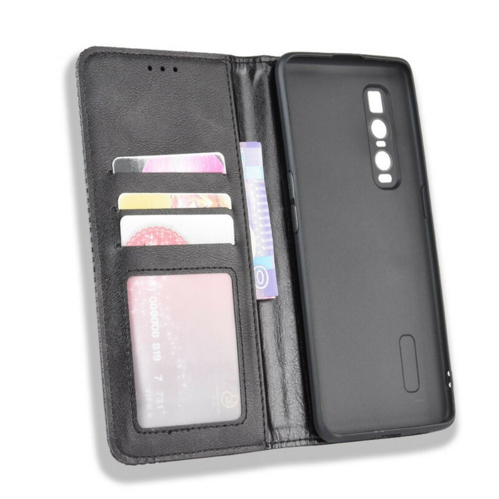 Schutzhülle Für Oppo Find X2 Pro Flip Case Gestylter Vintage-leder-effekt