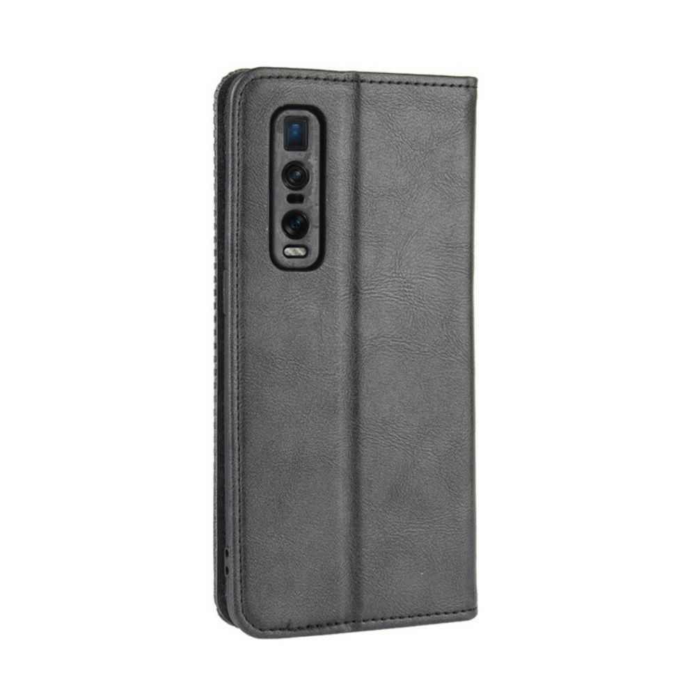 Schutzhülle Für Oppo Find X2 Pro Flip Case Gestylter Vintage-leder-effekt