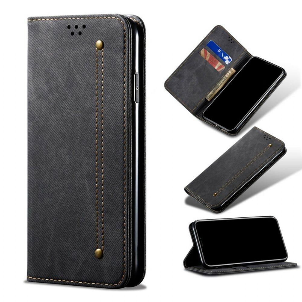 Schutzhülle Für Oppo Find X2 Pro Flip Case Jeans-textur Aus Lederimitat
